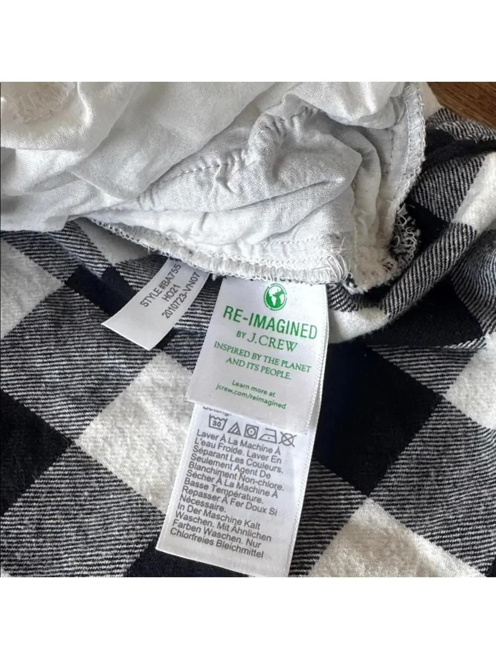 J. Crew Black and White Plaid Shirt with pockets size small